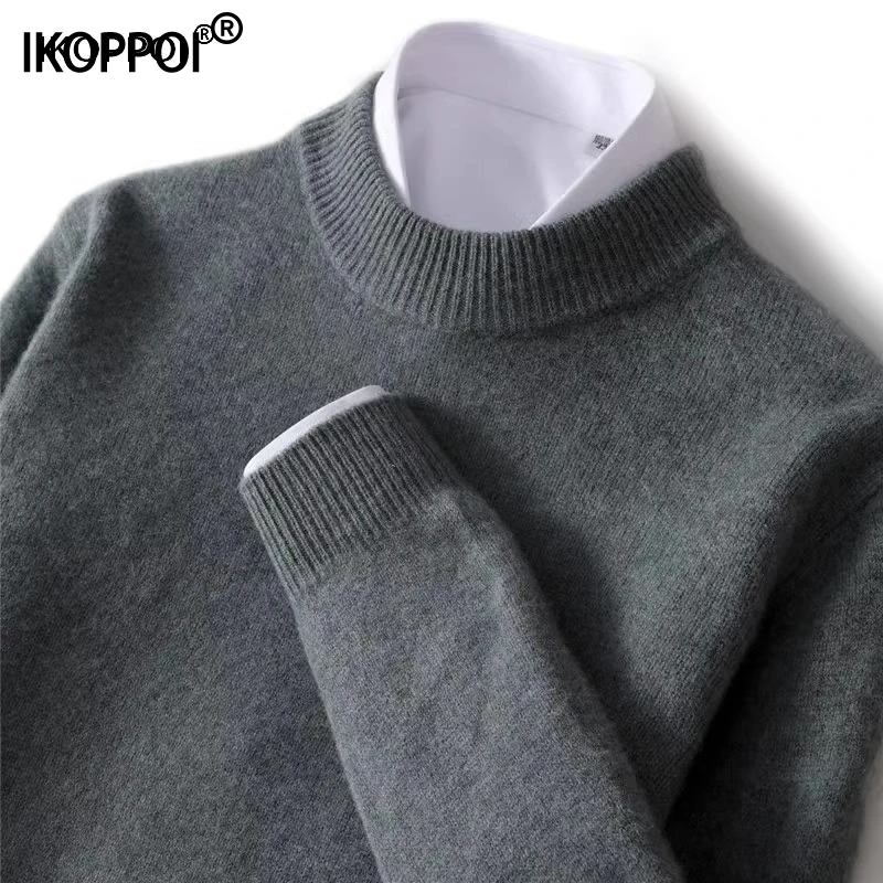 高端仿羊毛衫半高领加厚毛衣男2025春夏季宽松中领打底针织羊绒衫