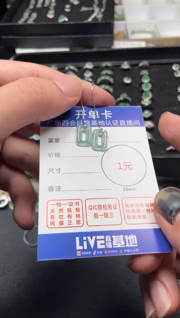 【闪购商品】翡翠颈饰银S925镶嵌耳线