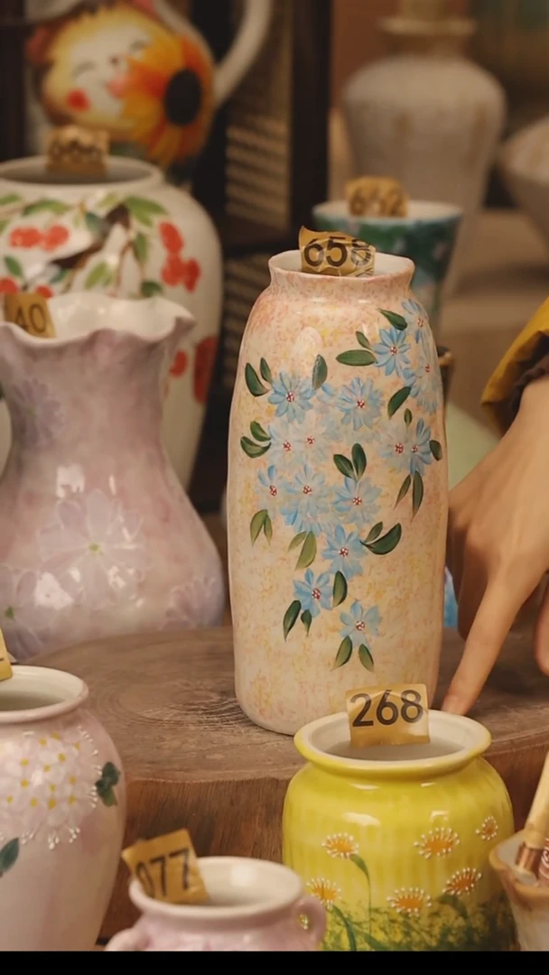 陶瓷景德镇设计师手作花器摆件侘寂风@M658@