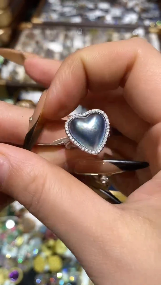 银S925镶嵌戒圈拼合珍珠（马贝珠）楚楚珠宝中古甄选不退换