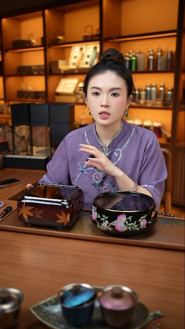 【闪购商品】莺歌烧/四方大漆地金枫纹