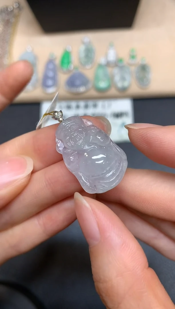 【闪购商品】翡翠颈饰18K金镶嵌财神【无服务费多样性发其一