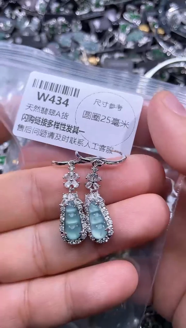 【闪购商品】翡翠颈饰未镶嵌W434耳扣