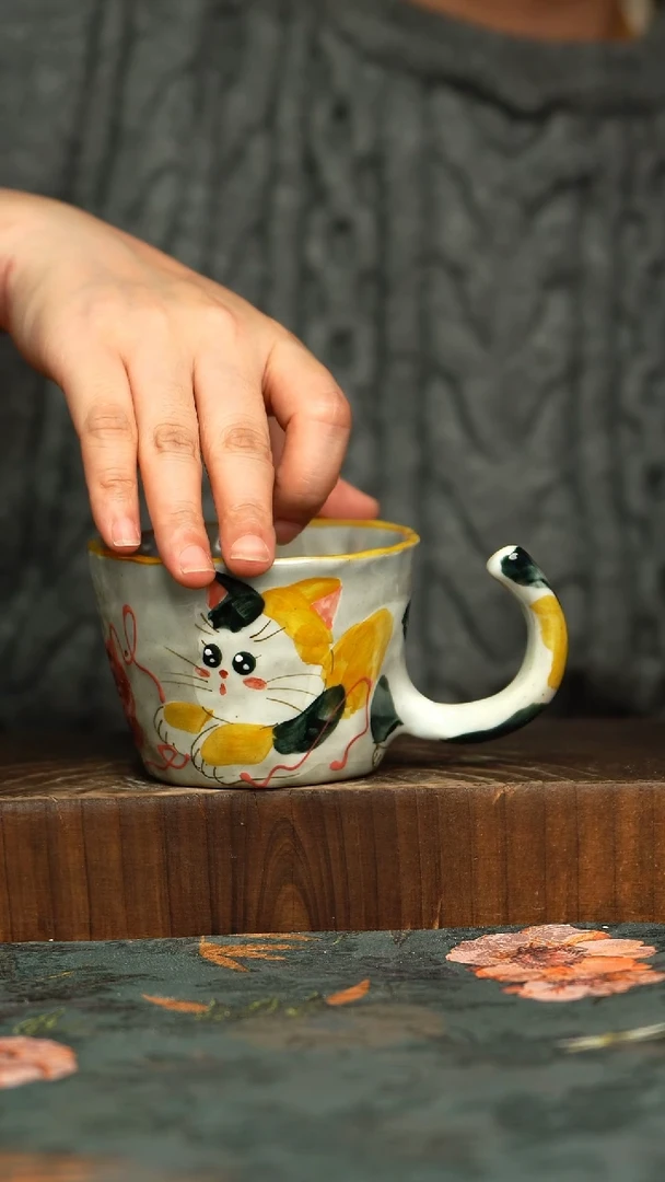 杯釉下彩手工手绘同款陶器