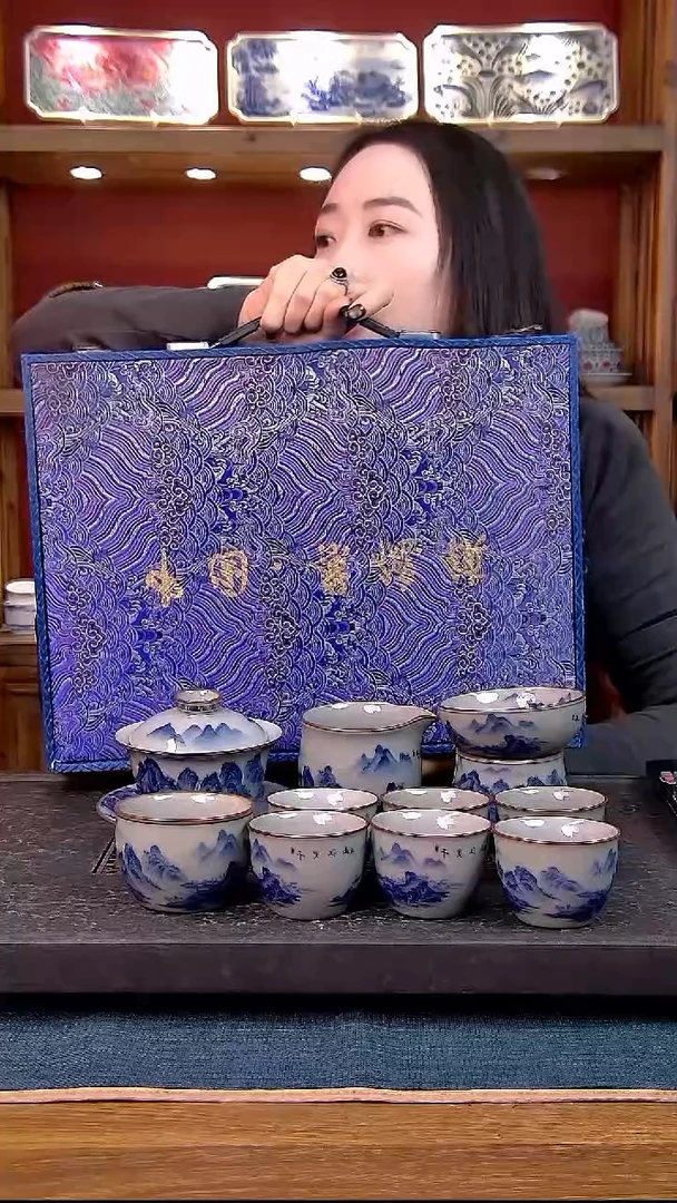 礼盒款10件套 老陶泥开片纹陶瓷茶具