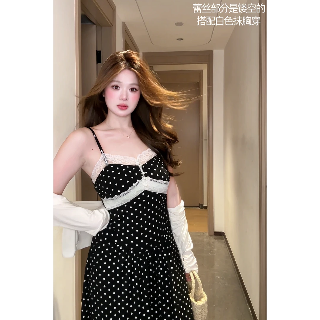 【王葡萄专属】微胖mm夏季新款轻奢气质显瘦性感波点时尚百搭连衣裙