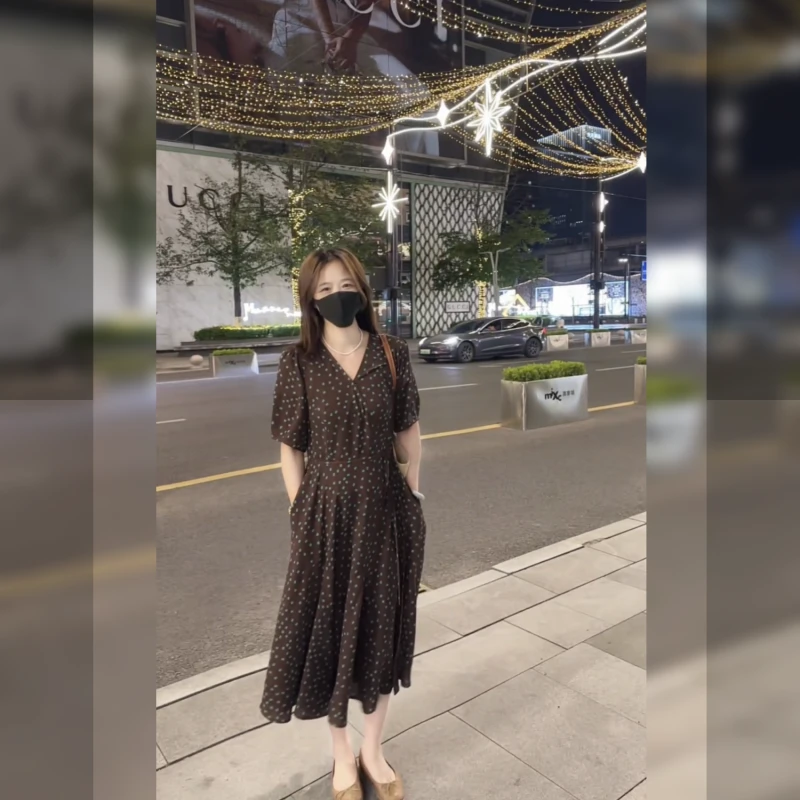 小个子连衣裙遮肚子显瘦气质时尚夏季法式收腰裙子022