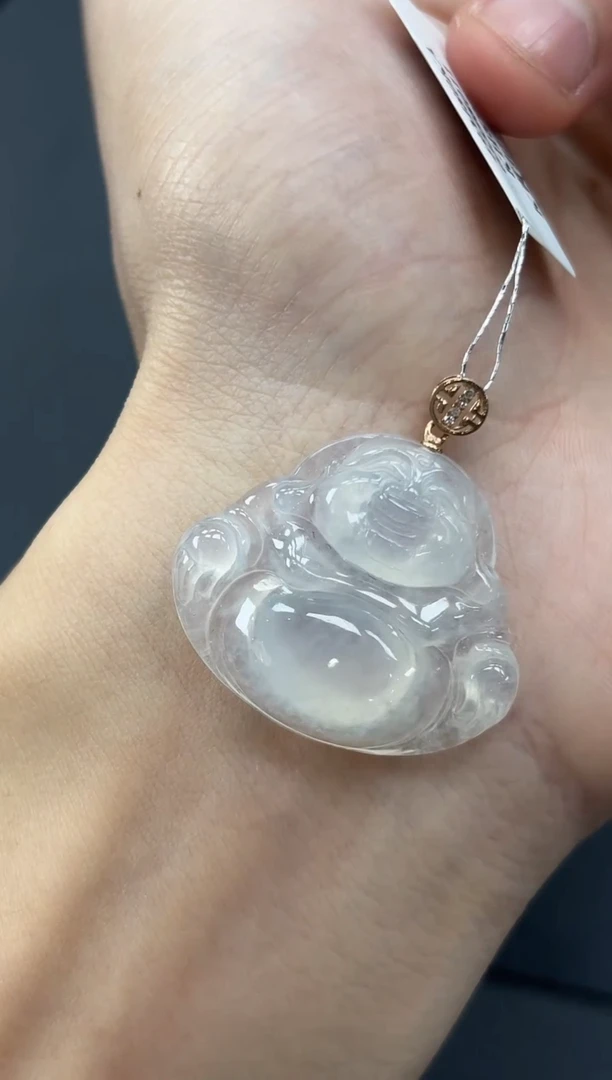 颈饰18K金镶嵌翡翠佛公