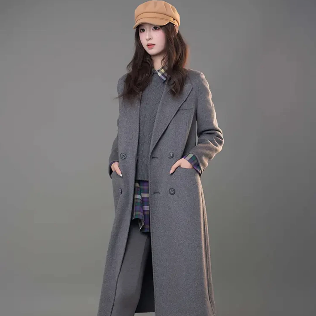 AMASS/阿玛施秋冬新款时尚简约气质经典系带双面呢大衣女 5400860