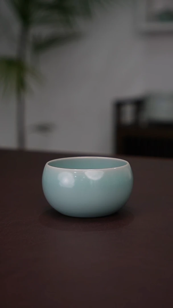 天蓝釉 禅定杯  精品无纹   平