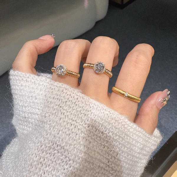 QANNA【皮皮虾】【50分主钻】18K金天然钻石锤纹豪华围镶钻石戒指AY