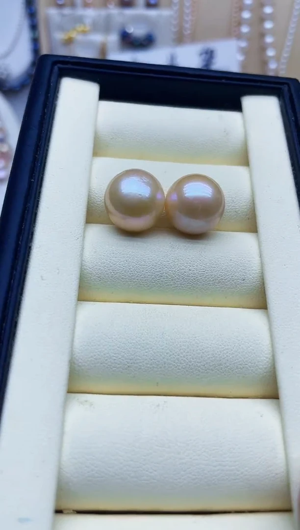 银S925镶嵌耳饰淡水珍珠耳钉多样性发其一