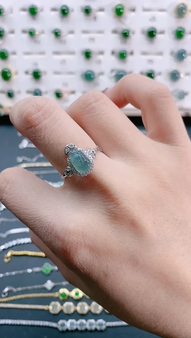 【闪购商品】翡翠戒指银S925镶嵌天然翡翠