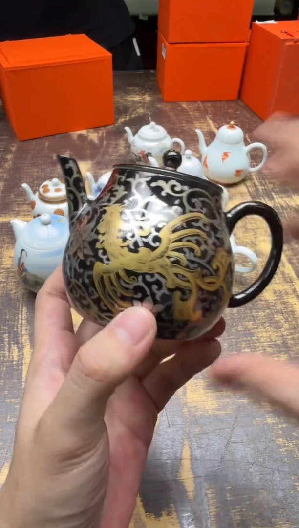 细**物艺林堂 藏珍仿漆器错金银龙凤缠枝荆玉壶