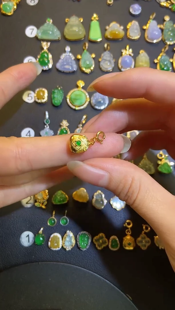 吊坠(不含链)银S925镶嵌翡翠1