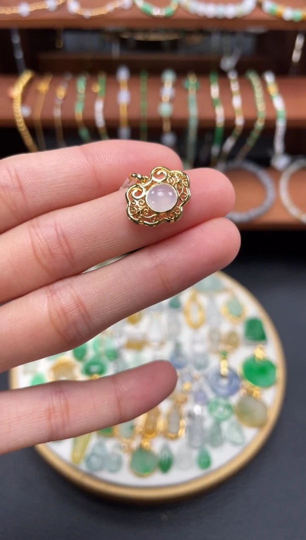 【闪购商品】翡翠吊坠(不含链)18K金镶嵌一个  JK326