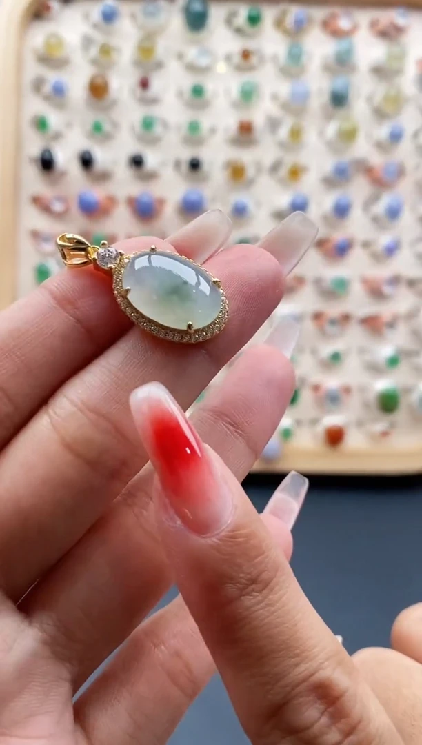 【闪购商品】翡翠戒指银S925镶嵌缅甸天然A货翡翠111 1+10