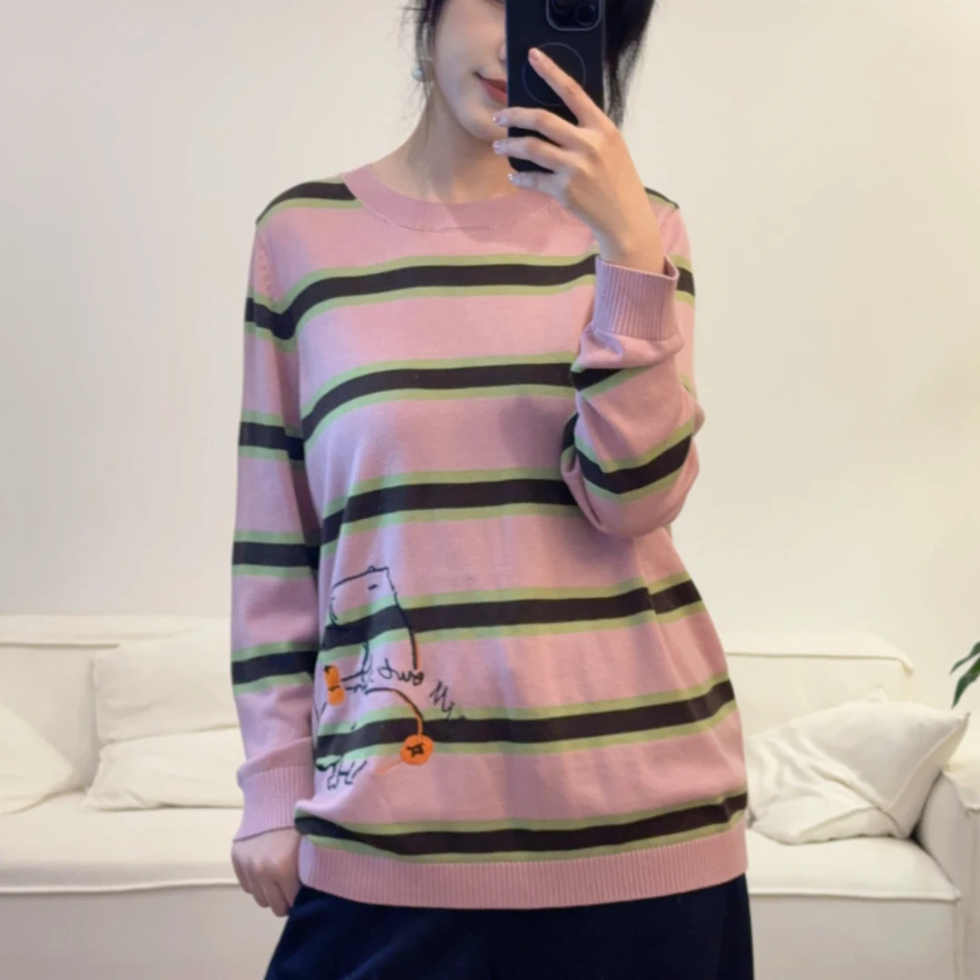 BUYIDAO25冬卡皮巴拉条纹毛衫29530