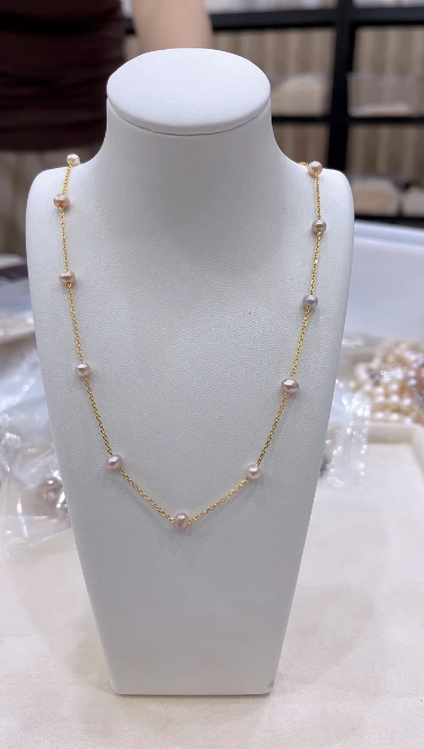 淡水珍珠银S925镶嵌颈饰XL3200