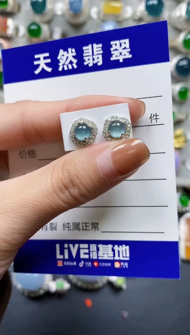 【闪购商品】翡翠耳饰银S925镶嵌0375