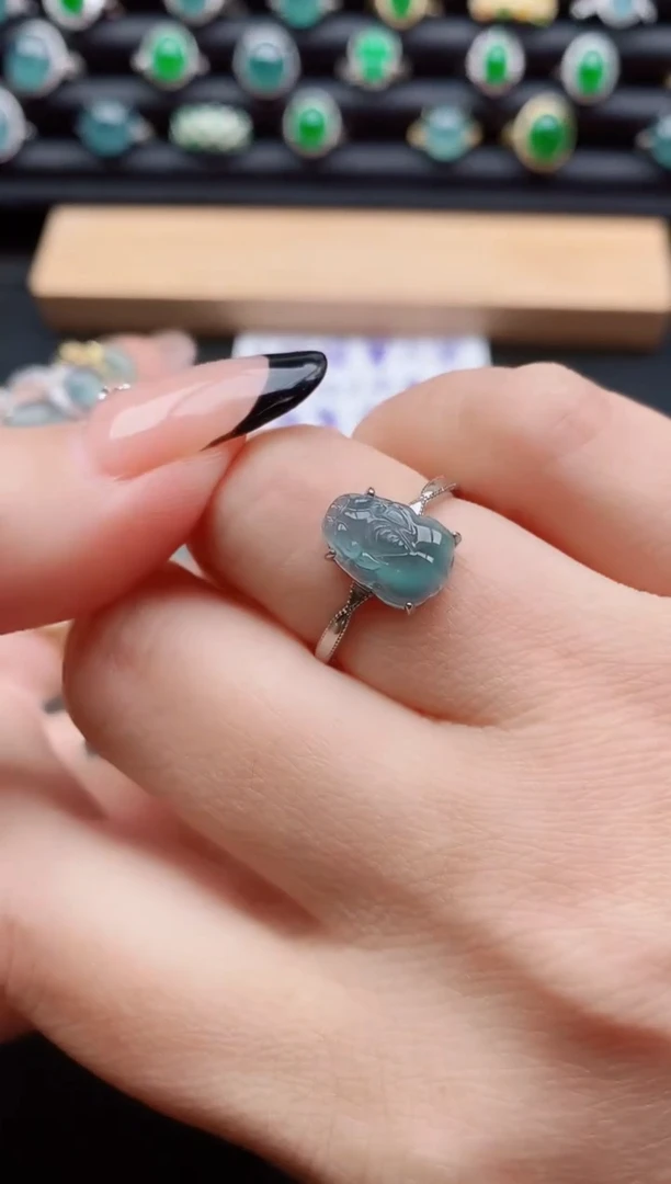 银S925镶嵌戒指翡翠1