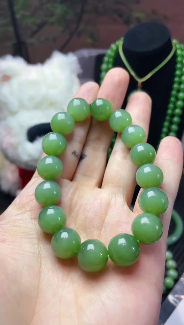 颈饰未镶嵌和田玉和田玉碧玉手串13mm