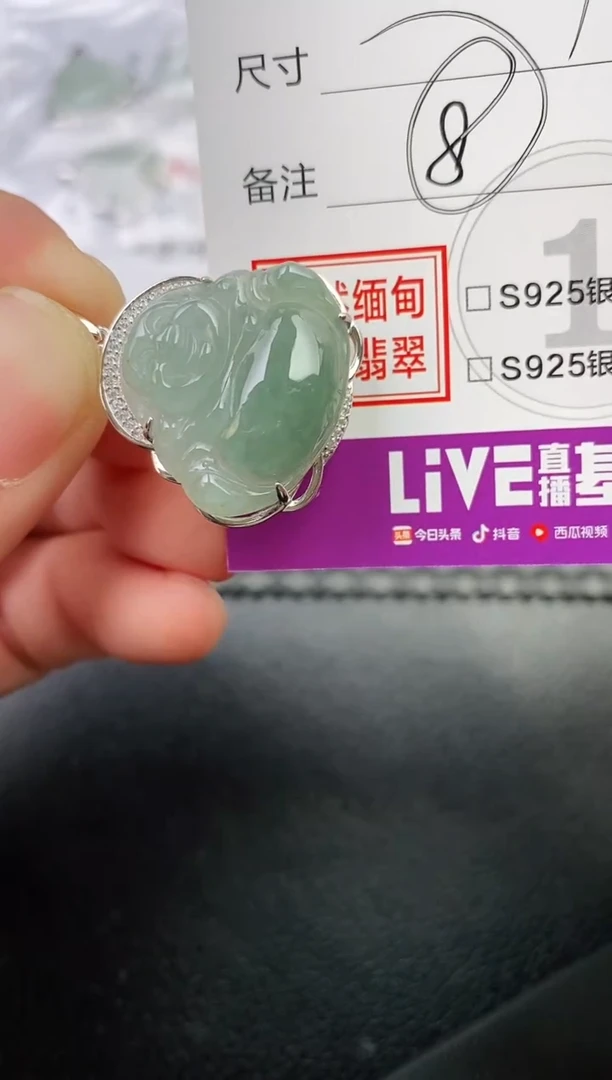 颈饰银S925镶嵌翡翠G****晶挂件