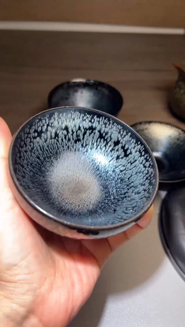 茶盏建窑建盏 黑底银滴