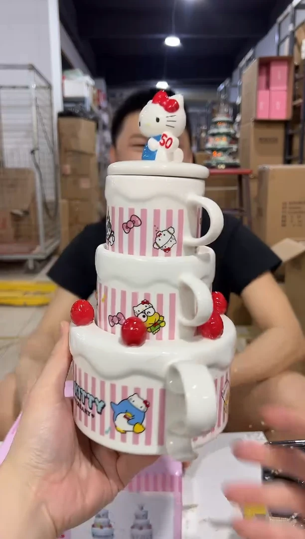 瓷片原盒50周年kt猫蛋糕茶壶