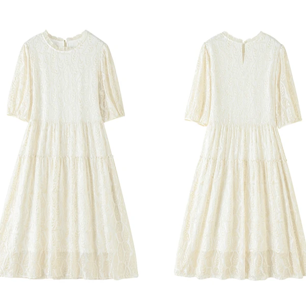 桑蚕丝中长款刺绣连衣裙82398797