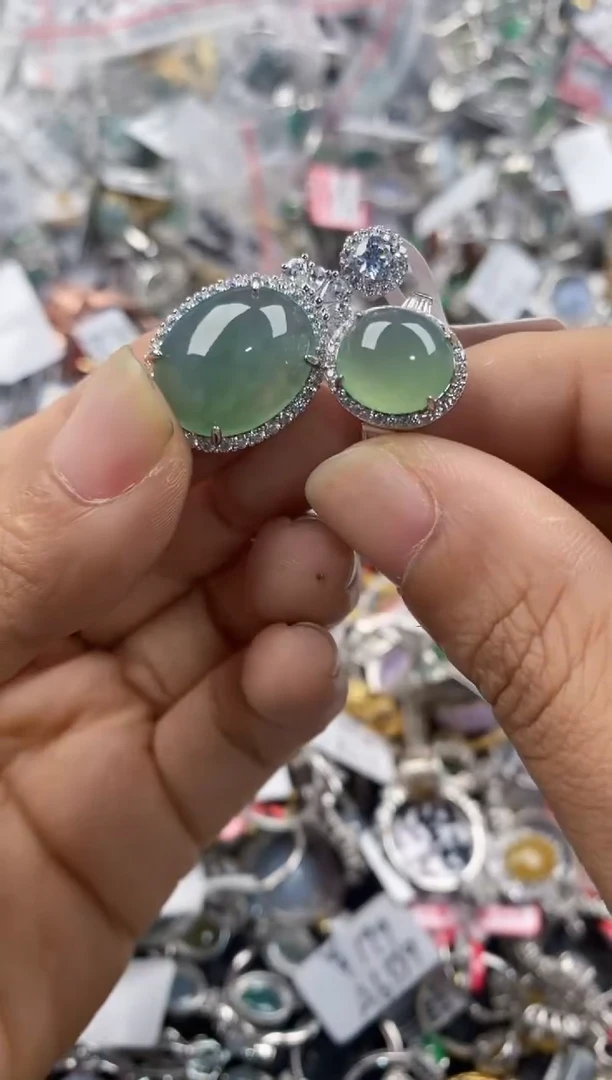 银S925镶嵌戒指翡翠111---10