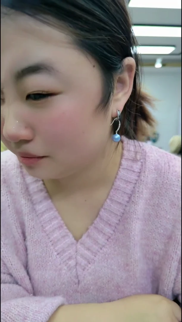 【闪购商品】淡水珍珠颈饰合金1580 蓝雪耳钩一对