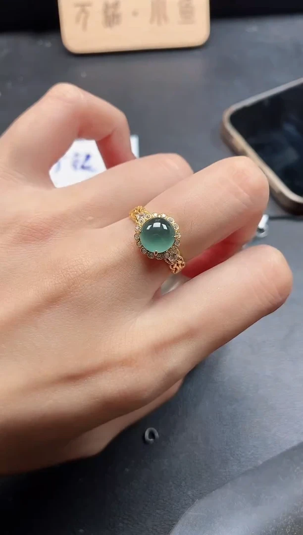 银S925镶嵌戒指翡翠51151