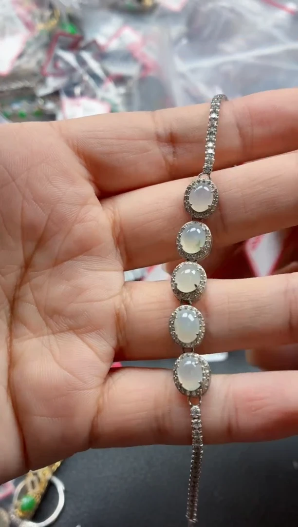 银S925镶嵌戒指翡翠天然A货缅甸翡翠