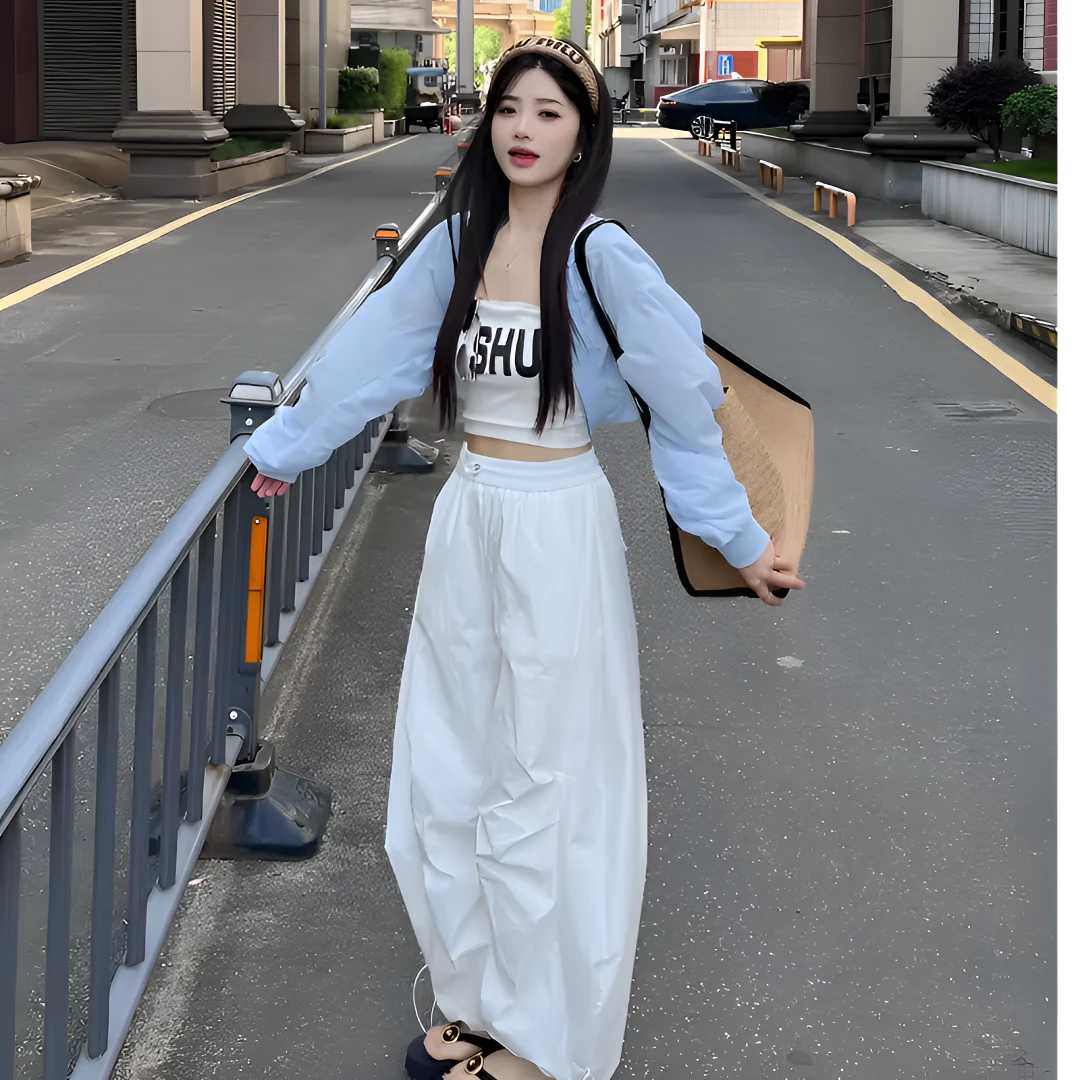 时尚套装休闲风外穿针织百搭修身气质辣妹风抹胸网红运动短款阔腿