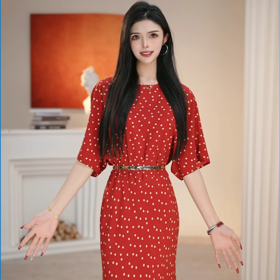 AMASS/阿玛施新款显瘦气质款修身夏季时尚圆领碎花连衣裙5500496