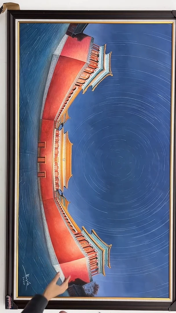 油画吴子逸-100x180-故宫-带框