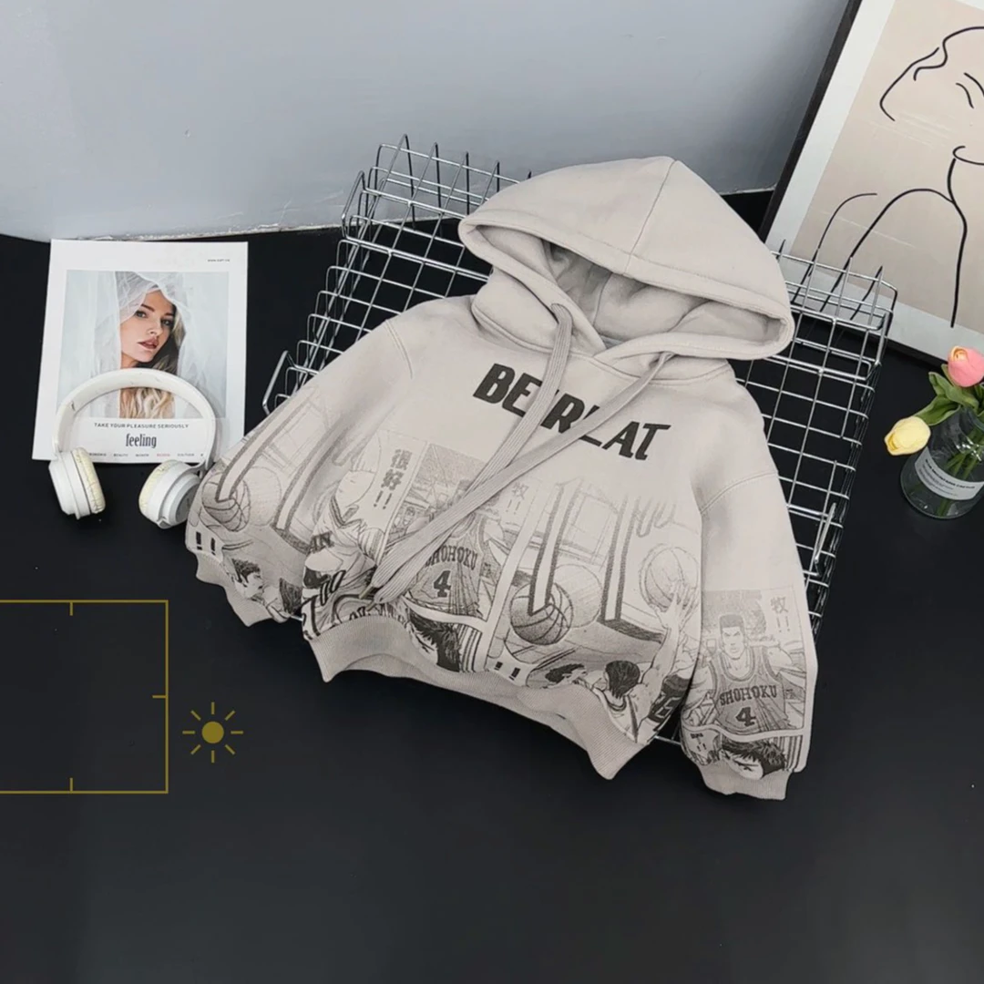 23068高端专享冬季加绒连帽卫衣灰色