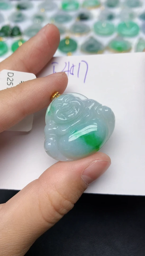 颈饰18K金镶嵌翡翠天然缅甸A货翡翠百元以上9元证书费自理