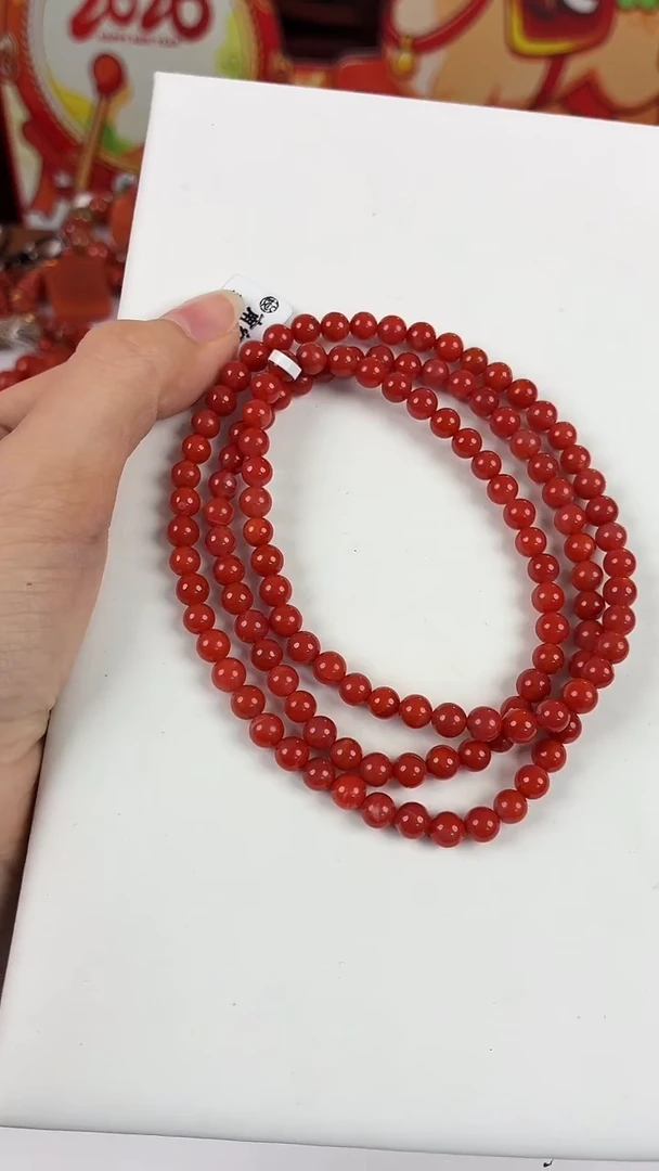 未镶嵌瓦西锦红多圈5mm南红玛瑙（一个/条）
