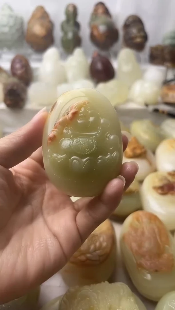 石材方解石棉纹正常不退换弥勒佛