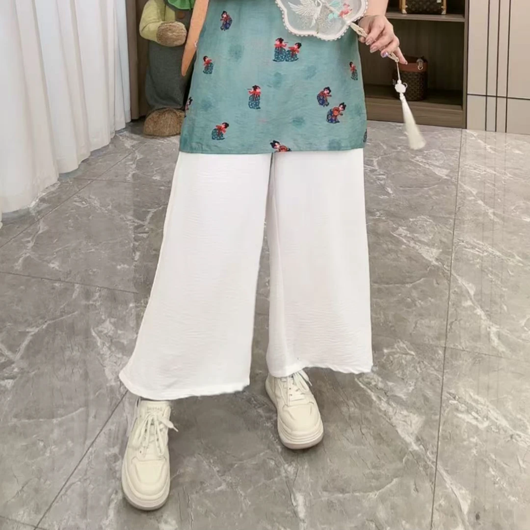 5763夏季新款高腰阔腿九分裤（不透带里衬）