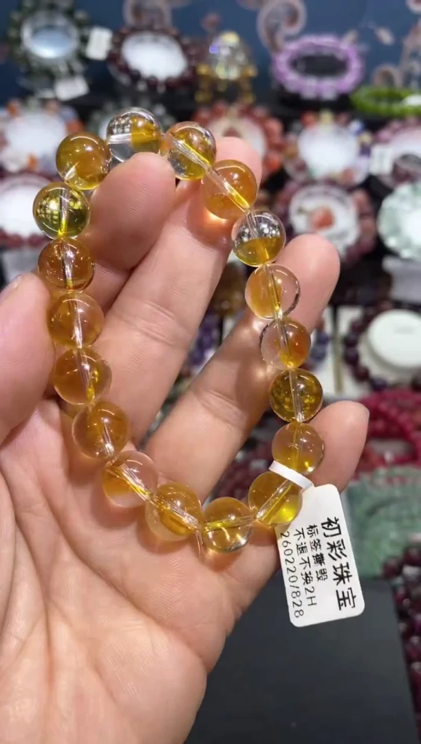 【闪购商品】水晶手串未镶嵌纯色黄锦鲤胶花