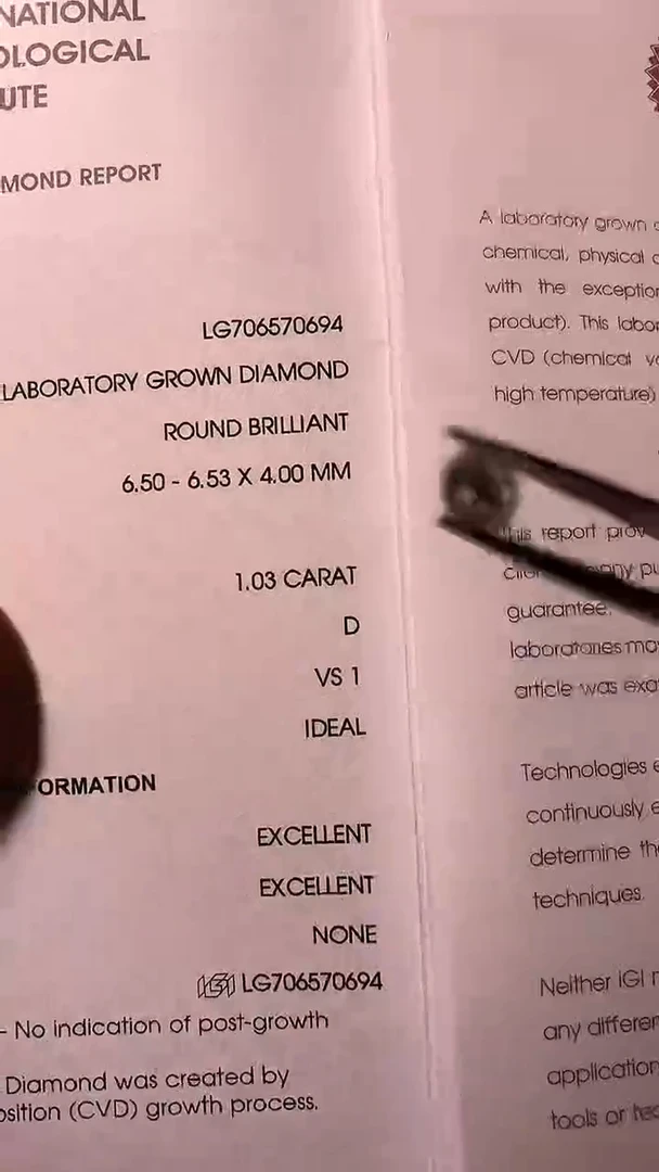 实验室培育钻石裸石未镶嵌LG0694 1.03ct