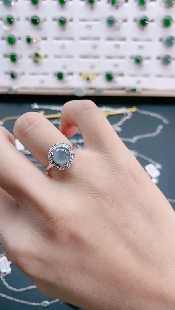 【闪购商品】翡翠戒指银S925镶嵌天然翡翠