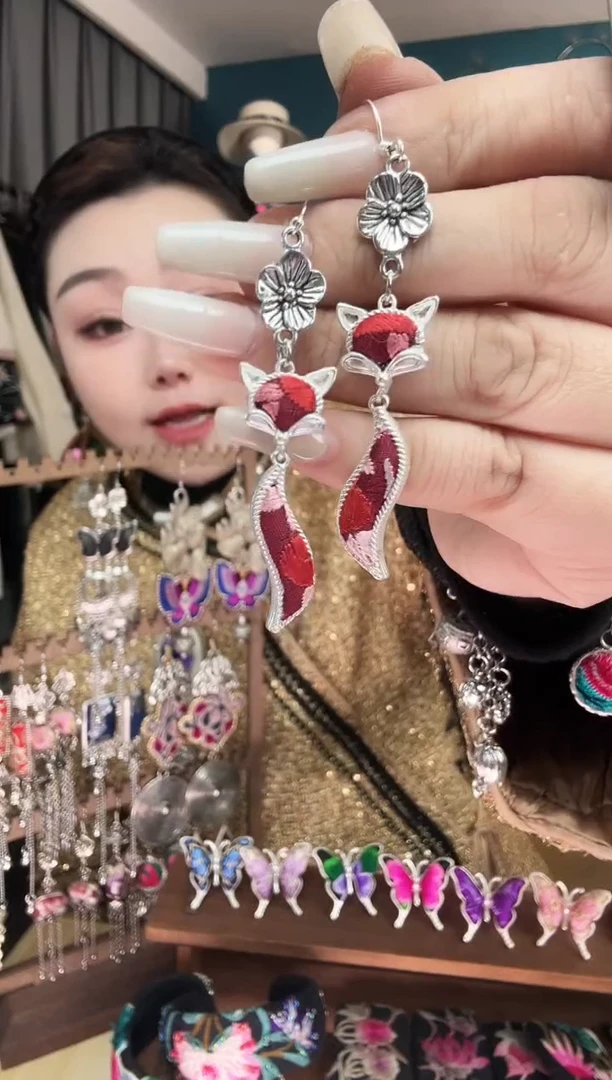 刺绣纯手工民族风刺绣耳环