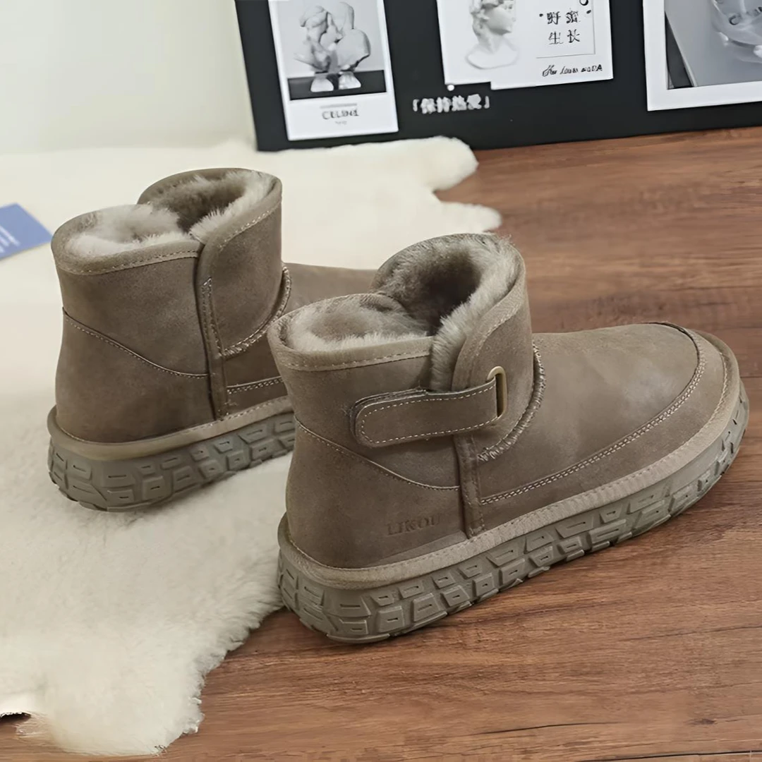 皮毛一体雪地靴男款冬季2025新款加绒加厚防水防滑男士保暖棉鞋