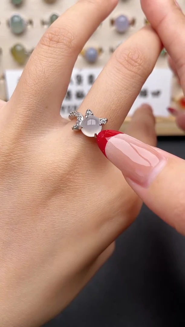 【闪购商品】翡翠戒指银S925镶嵌一物一证一礼盒