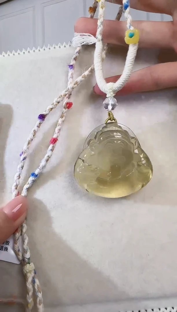 颈饰未镶嵌水晶黄水晶财神手工绳项链