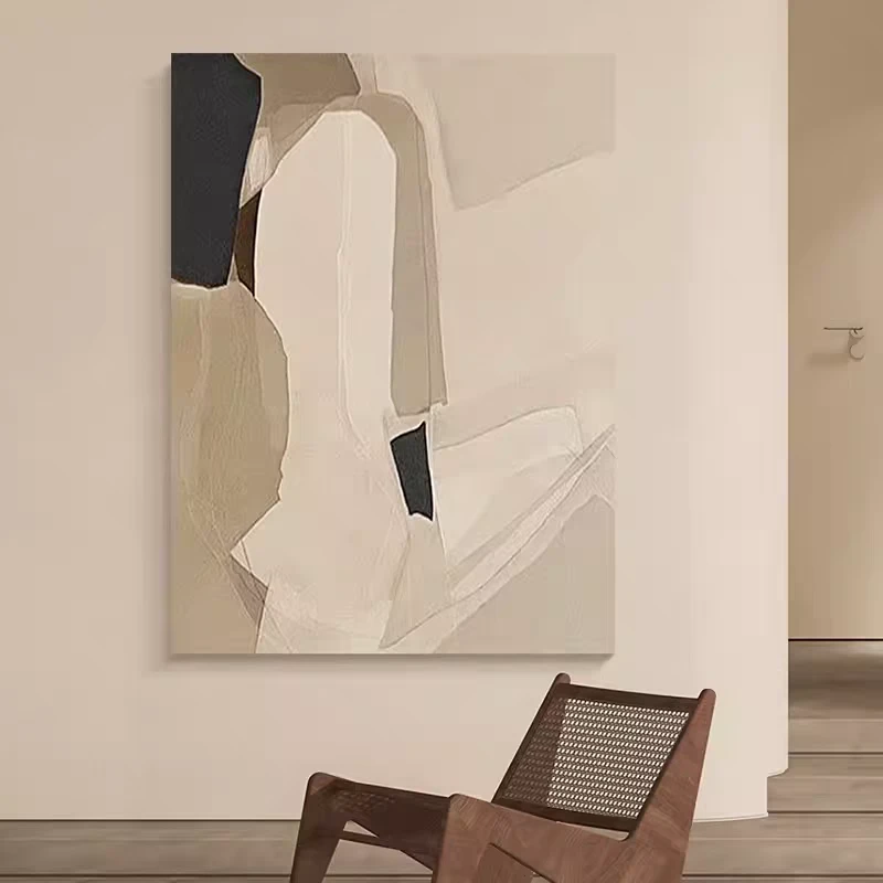 【巴比松】手绘油画肌理侘寂风客厅落地装饰画现代简约立体抽象挂画